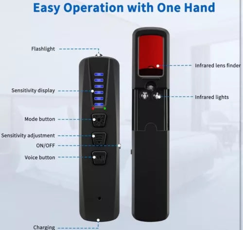 Koilboane Hidden-Camera Anti-Spy Camera Detector Bug Detector S500 - BLACK