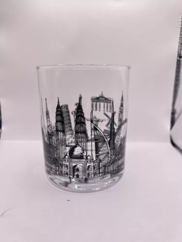 Gnollko Handblown Glass Double Whisky Tumbler World Travel Bourbon Cup 💰💲