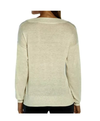 GAP Lightweight Women's V-Neck Sweater Heather Oatmeal XXL Soft Cozy