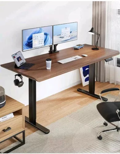 HUANUO 265 lbs Dual Motor Electric Standing Desk Frame, Thick T-Shaped Black