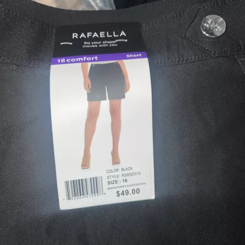 Rafaella Ladies Stretch Fashion Button Comfort Bermuda Short Sz 16