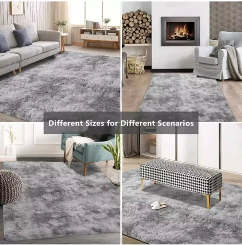 Large Size Shaggy Fluffy Area Rugs Carpets for Living room Bedroom Grey Lantern