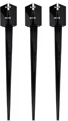 3 Pcs 36 Inch Heavy Duty 4x4 Fence Post Anchor Ground Spike Metal Black