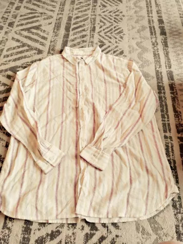 Gap Linen Poplin Button Up Stripe Xl