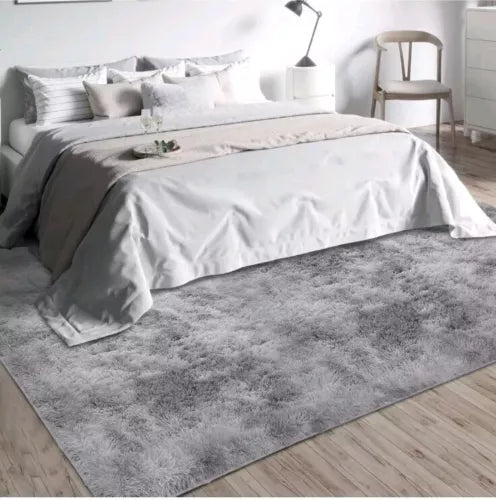 Large Size Shaggy Fluffy Area Rugs Carpets for Living room Bedroom Grey Lantern