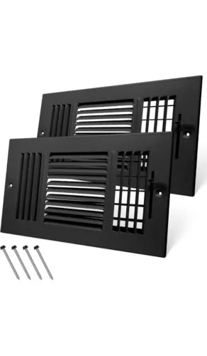 2-10 x 6 Inch Duct Opening Black Air Vent Cover for Wall or Ceiling, Three-Wa...