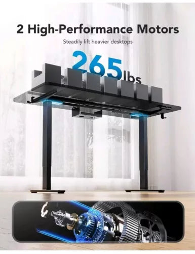 HUANUO 265 lbs Dual Motor Electric Standing Desk Frame, Thick T-Shaped Black
