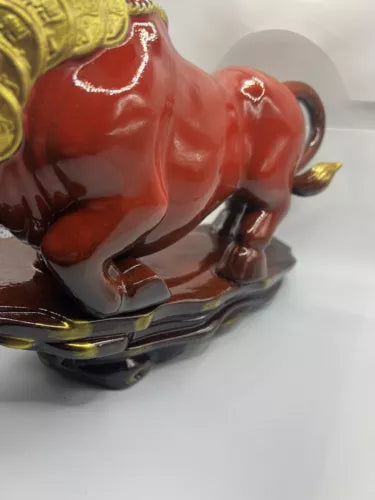 Home Decoration Pottery Porcelain Money Wealth Zodiac Year Ox Bull Oxen Cow RARE