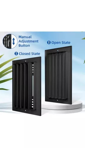 2-10 x 6 Inch Duct Opening Black Air Vent Cover for Wall or Ceiling, Three-Wa...