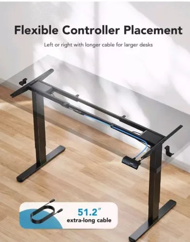 HUANUO 265 lbs Dual Motor Electric Standing Desk Frame, Thick T-Shaped Black