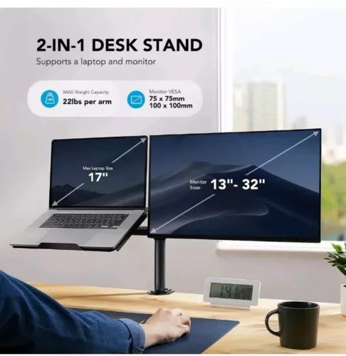HUANUO Laptop Monitor Mount, Single Monitor Desk Mount Holds 13-32 inch Compu...