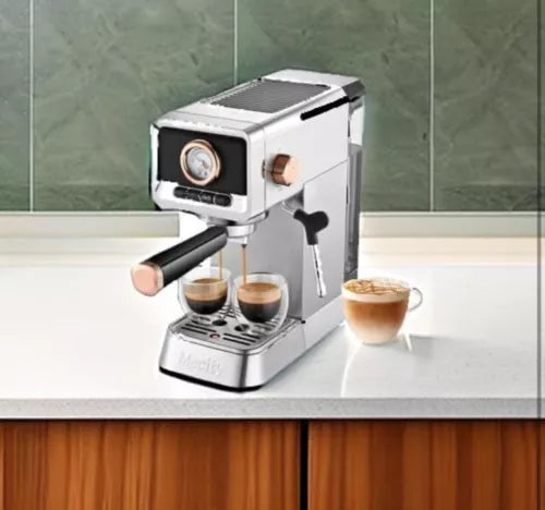 20 Bar Espresso Machine with Milk Frother, Brushed Stainless Steel Shell, 37 ...