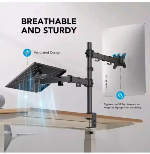 HUANUO Laptop Monitor Mount, Single Monitor Desk Mount Holds 13-32 inch Compu...