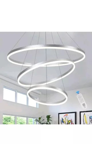 3-Rings D31.5’’ Modern Crystal LED Chandelier Black Dimmable Circular Pendant