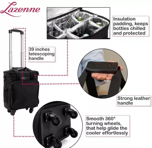 Lazenne Wine Bag for Travel 6 Bottles Bag/Carrier/Luggage with Removable Divider