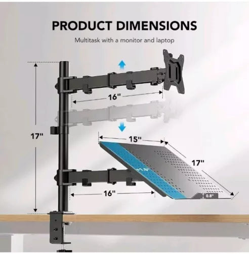 HUANUO Laptop Monitor Mount, Single Monitor Desk Mount Holds 13-32 inch Compu...