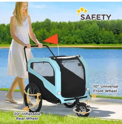 2-in-1 Dog Bike Trailer Pet Stroller Carrier for Large Dogs with Hitch