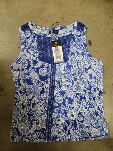 Rafaella Ladies Sleeveless Split Neck With Fabric Tie Fashion Top Small