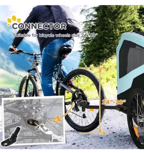 2-in-1 Dog Bike Trailer Pet Stroller Carrier for Large Dogs with Hitch