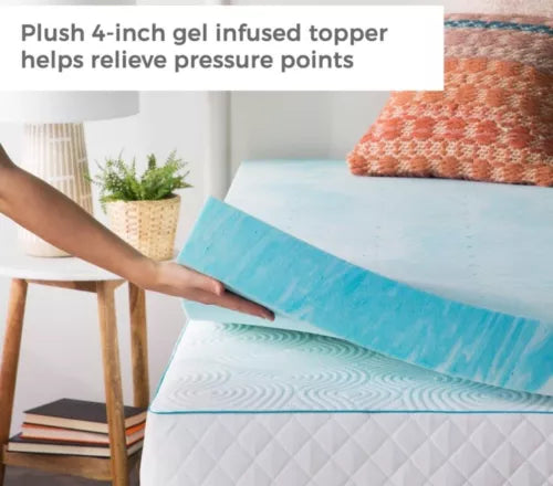 Linenspa 4 inch Soft Plush Swirl Gel Memory Foam Topper - Twin