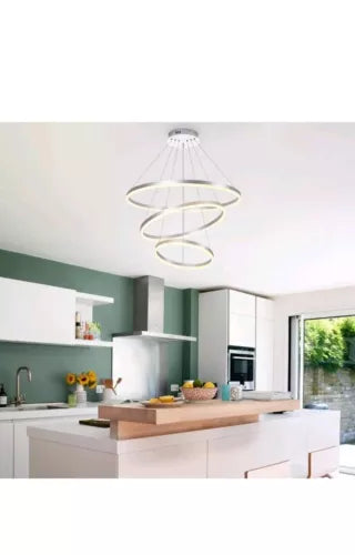 3-Rings D31.5’’ Modern Crystal LED Chandelier Black Dimmable Circular Pendant