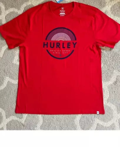 Hurley Men's Short Sleeve Graphic Cotton T-Shirt Unity Red Size New Large