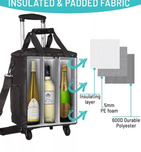 Lazenne Wine Bag for Travel 6 Bottles Bag/Carrier/Luggage with Removable Divider