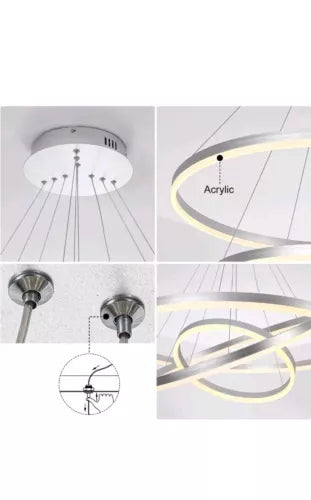 3-Rings D31.5’’ Modern Crystal LED Chandelier Black Dimmable Circular Pendant