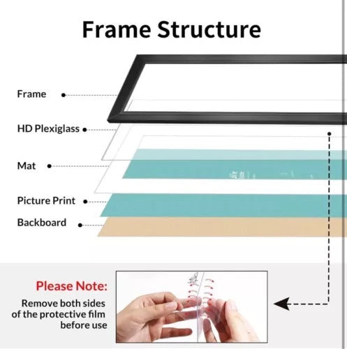 20 X 24 Poster Frame 2 Packs Black, Display Pictures 16X20 with Mat or 20X24 wit