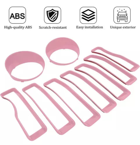 Front Mesh Grille Grill Insert Headlight Cover Jeep Wrangler JL JLU 18-22 Pink