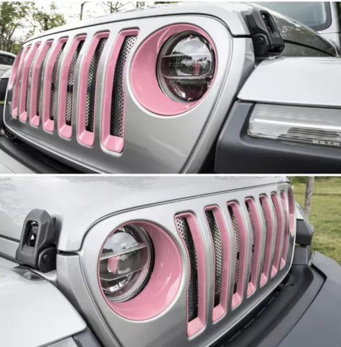 Front Mesh Grille Grill Insert Headlight Cover Jeep Wrangler JL JLU 18-22 Pink
