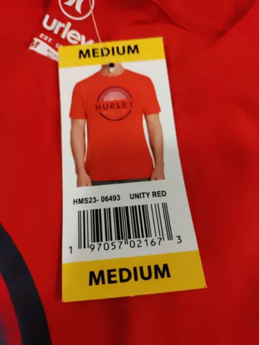 Hurley Men's Short Sleeve Graphic Cotton T-Shirt Unity Red Size New Medium