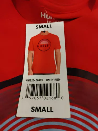 Hurley Men's Short Sleeve Graphic Cotton T-Shirt Unity Red Size New Small
