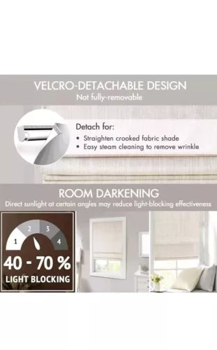 34" x 64 Madison Park Cordless Roman Shades Energy Efficient  Darkening Window