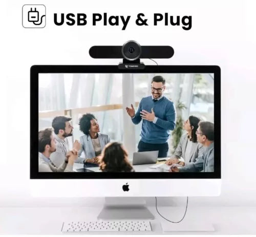 Wide Angle Webcam with Microphone and Speaker, Conference Room USB 1080P 60fp...