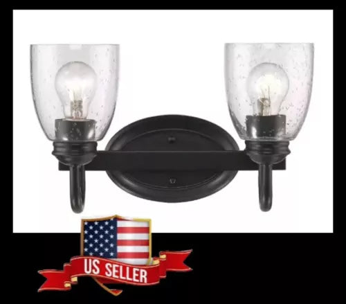 Golden Lighting 8001-BA2 BLK-SD Parrish 2 Light 13-7/8"W Bathroom - Black