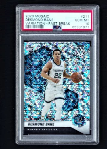 2020 Panini Mosaic Desmond Bane RC Rookie Variation Fast Break PSA 10 LOW POP 32