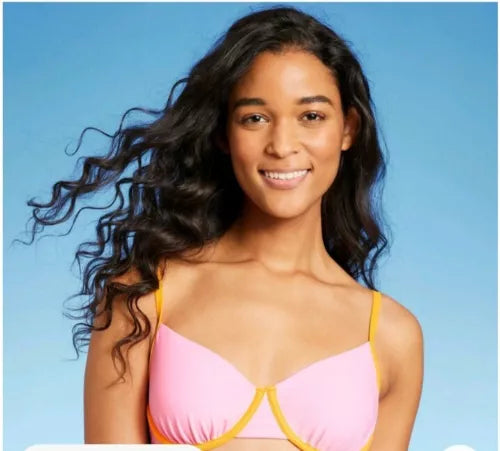 Wild fable Women's Bikini top Underwire Adjustable Strap Colorblock Size 14