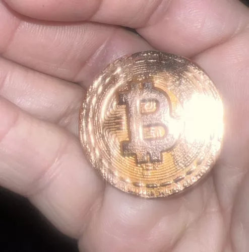 1oz Hand Poured & Polished .999 Copper Art Bullion Double Sided BITCOIN COIN 🅱