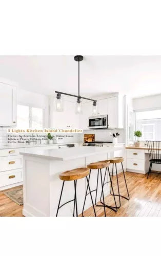 Kitchen Island Lighting Glass Chandelier Fixture Gold Black Pendant Light Foyer
