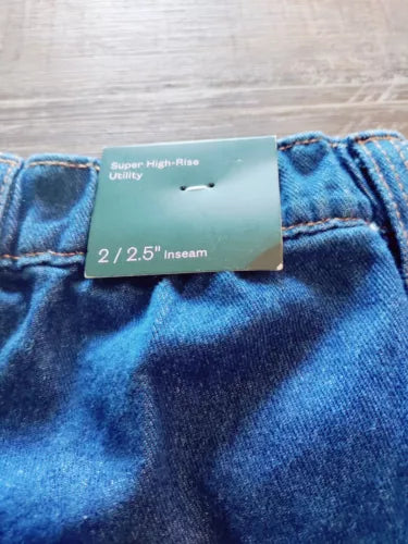 Wild Fable Women's Size 2 High Rise Utility Shorts Dark Wash