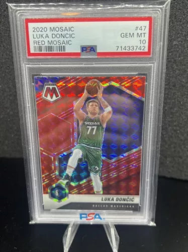 2019-20 Panini Mosaic #47  RED MOSAIC PRIZM  Luka Doncic PSA 10 LOW POP 16 📈