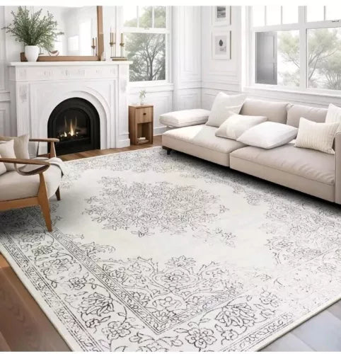 Vintage Living Room Area Rug - 5X7 Large Machine Washable Boho Moroccan Dis...