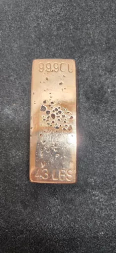 4.3 Pound .999 Copper Bullion Ingot Bar 👏 Handmade & High Polished 📈 5”x3”x1”