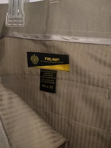 Trump Golf Pants Slacks 40x32 Tan Trump Logo Comfort Quality Rare