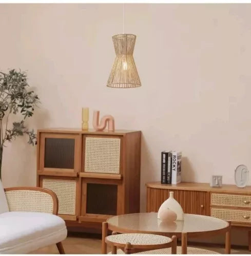 Globe 65793 Grace 1-Light Pendant Lighting, Matte White, Natural Twine Shade,