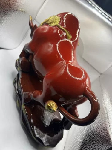Home Decoration Pottery Porcelain Money Wealth Zodiac Year Ox Bull Oxen Cow RARE