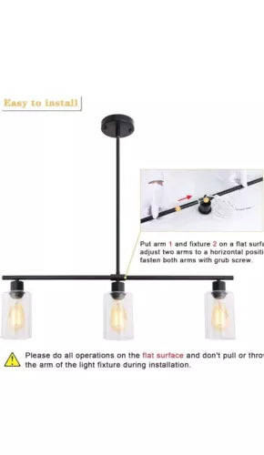 Kitchen Island Lighting Glass Chandelier Fixture Gold Black Pendant Light Foyer
