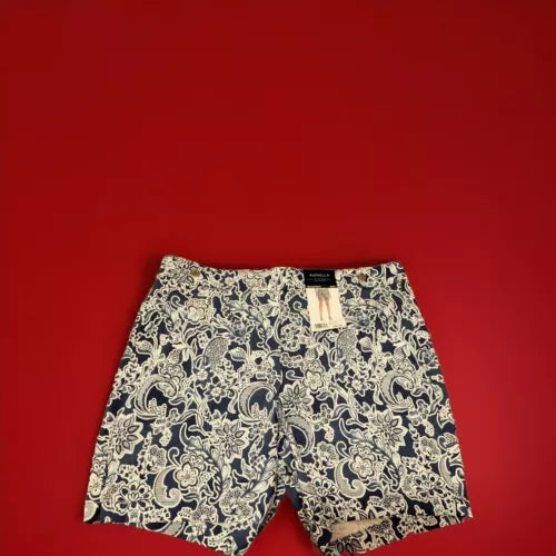 Rafaella Ladies Stretch Fashion Button Comfort Bermuda Short Sz 18 Blue Floral