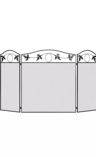 50''x29'' Wrought Iron Metal Fireplace Screen 3 Panel Fire Spark Guard Cover